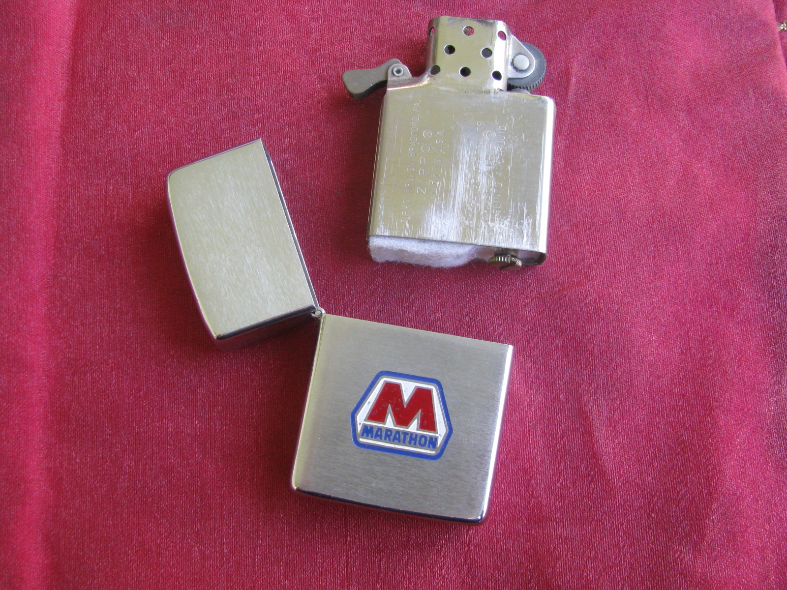 Vintage Zippo Lighter 1982 Advertising The Marathon Gas and Oil Company,  NMIB – Mike's H&E Clocks