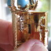 Fancy Vintage 14K gold and Turquoise Judaica Jewelry Torah Case Pendant