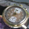 Vulcain Vintage Gold Plated Chronograph Wrist Watch, Valjoux 7733, Unusual Dial