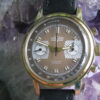 Vulcain Vintage Gold Plated Chronograph Wrist Watch, Valjoux 7733, Unusual Dial