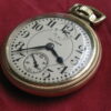 Waltham 16s 21j Crescent Street 10K YGF Railroad Pocket Watch, Wind Indicator